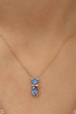Midnight Cat Sapphire Necklace in 18K gold plated sterling silver with blue sapphire stones