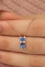 Midnight Cat Sapphire Necklace in 18K gold plated sterling silver with blue sapphire stones