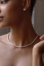 3mm gold plated tennis necklace in sterling silver