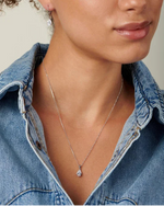 Pearl Glow Necklace with pear-shaped white gemstone in 925 sterling silver