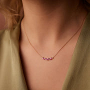 Slanted Ruby and Round Diamond Necklace