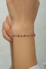 Silver Rose-Plated Bracelet with 3 mm Amethyst Gemstones”