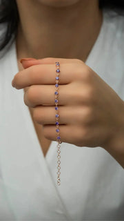 Silver Rose-Plated Bracelet with 3 mm Amethyst Gemstones”