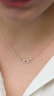 Winking Ruby Eye Necklace