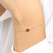 Gold Marquise Ruby Cluster Bracelet