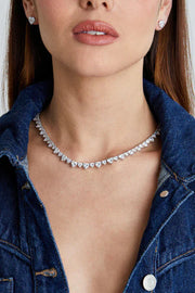 Hearty Tennis Necklace, 3mm 925 sterling silver chain


