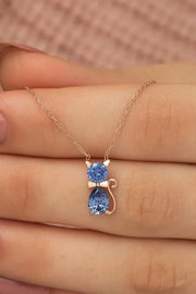 Midnight Cat Sapphire Necklace in 18K gold plated sterling silver with blue sapphire stones

