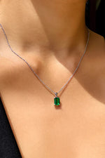 Emerald Grace Pendant with radiant emerald gemstone in 925 sterling silver

