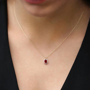 Garnet Halo Necklace