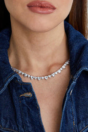 Hearty Tennis Necklace, 3mm 925 sterling silver chain

