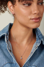 Pearl Glow Necklace with pear-shaped white gemstone in 925 sterling silver

