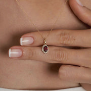 Garnet Halo Necklace