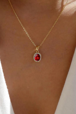 Garnet Halo Necklace