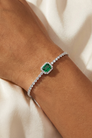 Emerald Halo Tennis Bracelet