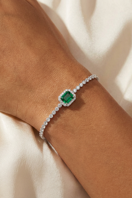 Emerald Halo Tennis Bracelet