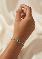 Emerald Halo Tennis Bracelet