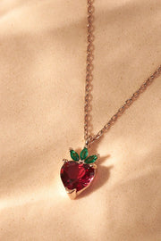 Golden Berry Necklace with sterling silver plated by gold strawberry pendant, fruit-inspired summer jewelry gift for her 

