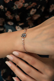 Mystic Topaz Stone Rose Gold Plated Dainty Sterling Silver Bracelet | Gold Plated Silver Dainty Bracelet |