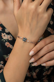 Mystic Topaz Stone Rose Gold Plated Dainty Sterling Silver Bracelet | Gold Plated Silver Dainty Bracelet |