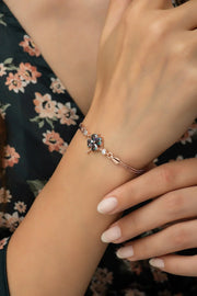 Mystic Topaz Stone Rose Gold Plated Dainty Sterling Silver Bracelet | Gold Plated Silver Dainty Bracelet |